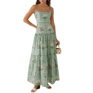 Agua By Agua Bendita Light Green Lima Maxi Linen Dress